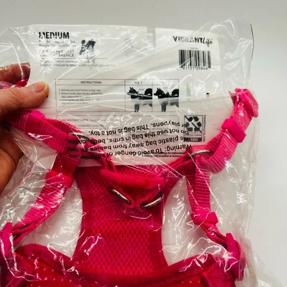 NWT Vibrant Life Harness Pink Polka Dot with pearls and a heart Size Medium - Picture 7 of 9
